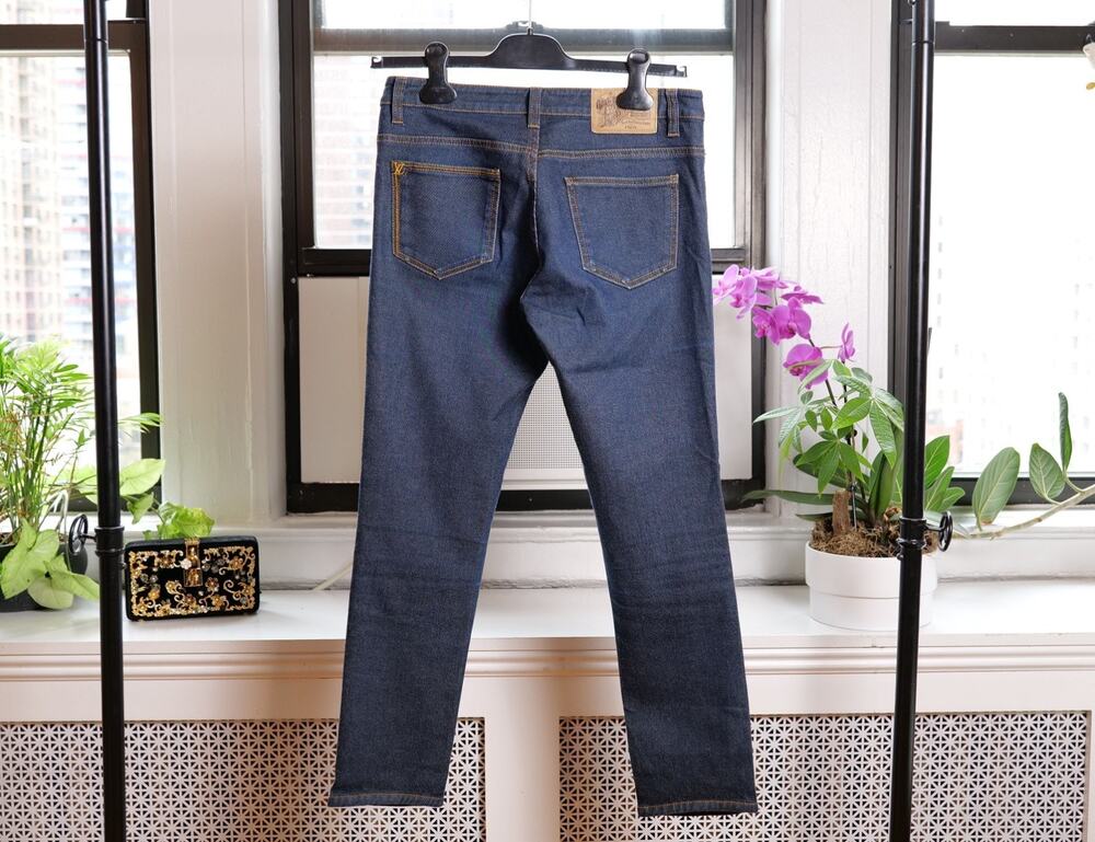 Louis Vuitton Dark Blue Denim Straight Leg Cropped Jeans (Size FR38)